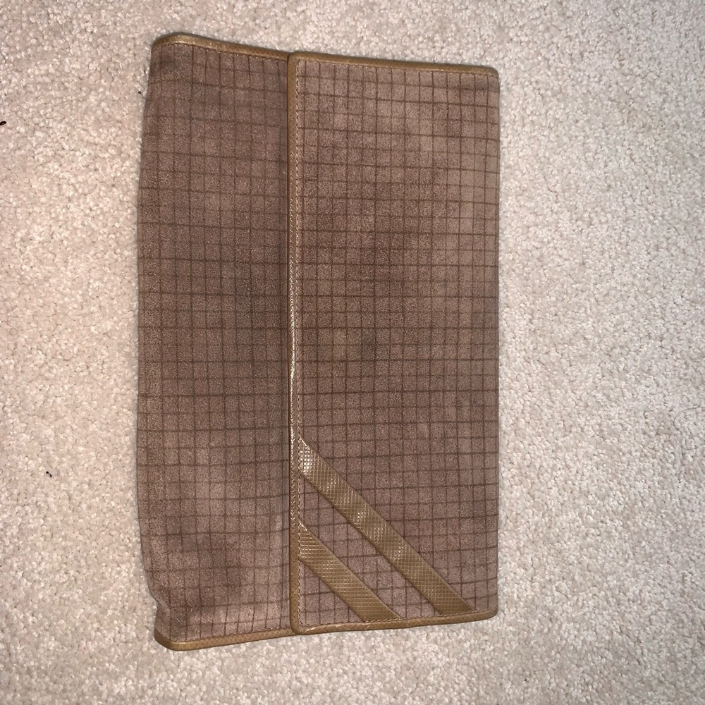 SUSAN GAIL SUEDE BEIGE CLUTCH BAG VINTAGE